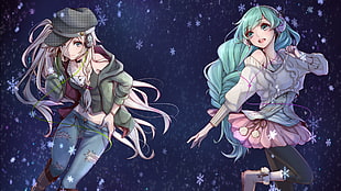 teal and pink hair women illustration, Vocaloid, Hatsune Miku, IA (Vocaloid), anime