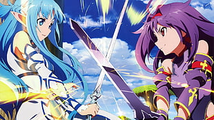 Sword Art Online characters, anime, Sword Art Online, Yuuki Asuna, Konno Yuuki HD wallpaper