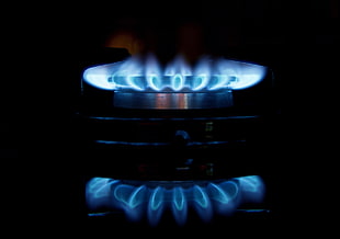 closeup photo of flames coming out of burner cap