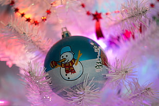 snowman themed bauble HD wallpaper
