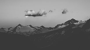 grayscale photo of snow-capped mountain, landscape, nature