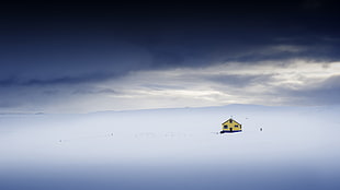house at the snowfield, snow, landscape, sky, house