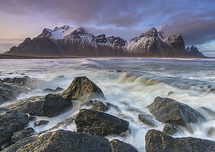 ocean near the mountain painting, iceland HD wallpaper