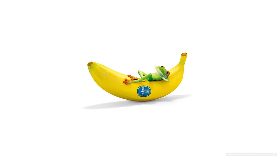ripe banana, digital art, minimalism, humor, simple background HD wallpaper