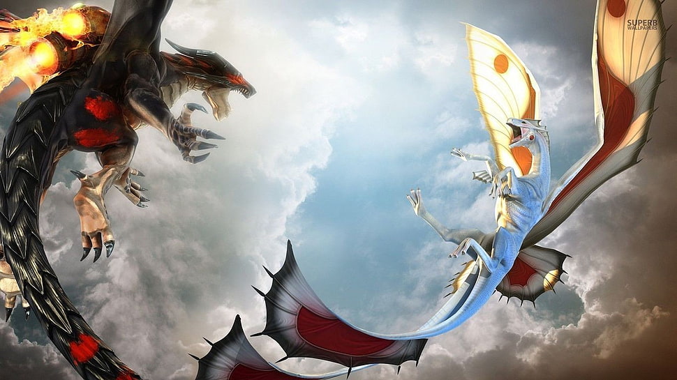 black dragon illustration, dragon, fantasy art, digital art, Divinity HD wallpaper