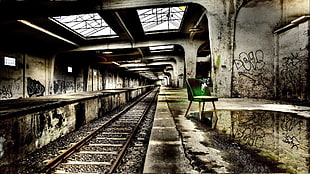 photo of an empty train rail tunnel