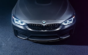 close up photo of gray BMW car