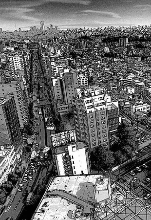high rise building illustration, city, cityscape, landscape, drawing HD wallpaper