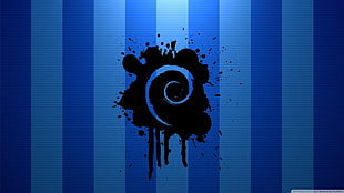 black whirl logo, Linux, GNU, Debian, blue HD wallpaper