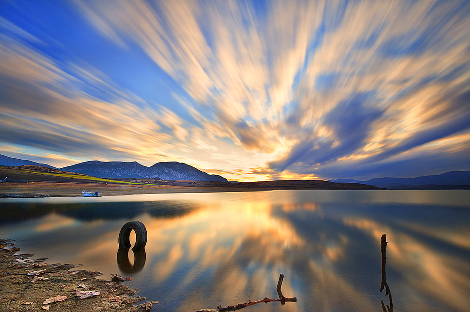 Sunset illustratio HD wallpaper