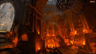 cathedral interior, Magic: The Gathering, magic, Rakdos, town