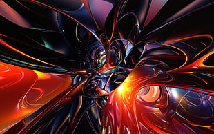 red, blue, and black abstract digital wallpaper
