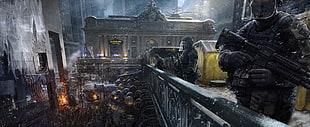 three soldiers holding rifle digital wallpapers, Tom Clancy's The Division, apocalyptic, computer game, concept art HD wallpaper