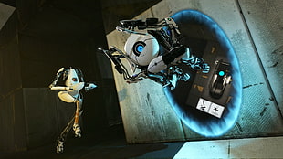 black and blue car toy, video games, Portal 2
