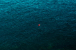 red boat, can, Coca-Cola, sea