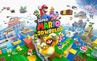 Super Mario 3D World poster, Super Mario Bros., video games, Luigi, Princess Peach HD wallpaper