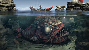 Piranha illustration, creature, fish HD wallpaper