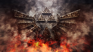 triforce The Legend of Zelda logo with fire illustration