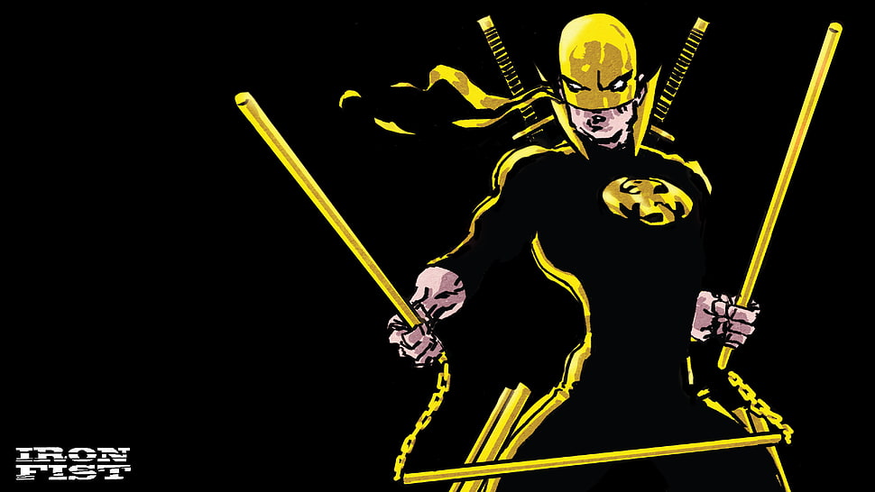 yellow and black character, Iron Fist, Marvel Comics HD wallpaper