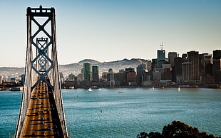 brown bridge, bridge, river, building, San Francisco HD wallpaper