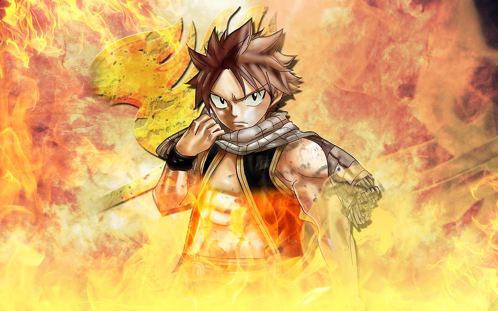 HD wallpaper red haired male anime character wallpaper Fairy Tail Fire Natsu  Dragneel  Wallpaper Flare