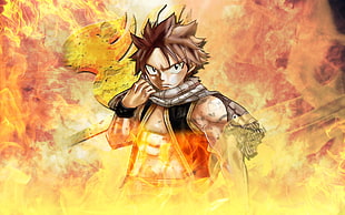 male character anime wallpaper, Fairy Tail, Dragneel Natsu