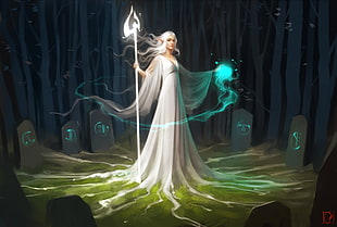 white fairy near tombs