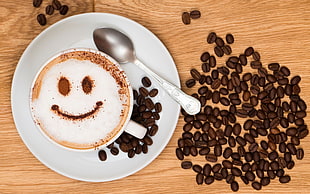brown coffee beans, coffee, drink, coffee beans, smiley HD wallpaper
