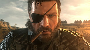 men's black leather jacket, Metal Gear Solid V: The Phantom Pain, Big Boss, Metal Gear Solid  HD wallpaper