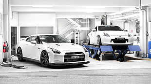 white Nissan GT-R, Nissan Skyline GT-R R35, Nissan GT-R, Nissan 370Z, car HD wallpaper
