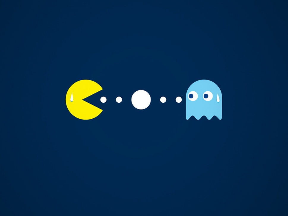 two white and red bird illustration, Pac-Man , minimalism HD wallpaper