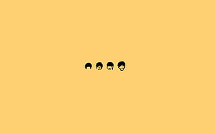 black text on yellow background, The Beatles, minimalism, simple background, music
