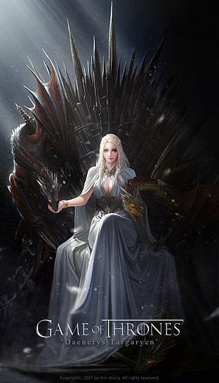 Game of Thrones Daenerys Targaryen digital wallpaper, Game of Thrones, Daenerys Targaryen, dragon