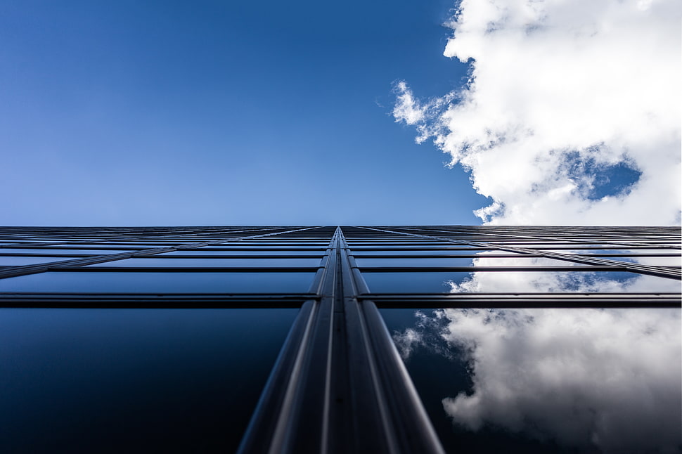 clear glass below white clouds HD wallpaper