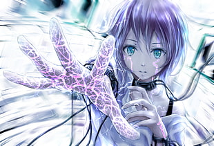 purple-haired girl anime character illustration