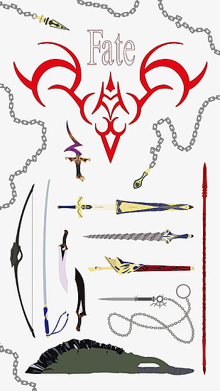 assorted weapons illustration, Fate Series, Fate/Stay Night, anime, weapon