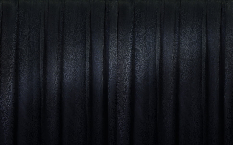 gray floral pleated window curtain HD wallpaper