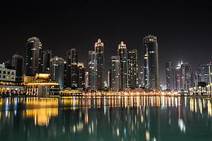 city during nighttime photo, dubai HD wallpaper