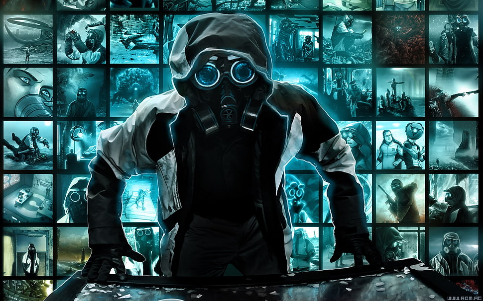 anime character wearing mask, Romantically Apocalyptic , Vitaly S Alexius, gas masks HD wallpaper