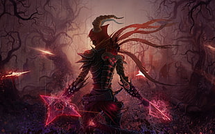 character with lightning sword digital wallpaper, fantasy art