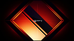 black and red Asus laptop, orange, warning signs, digital art HD wallpaper