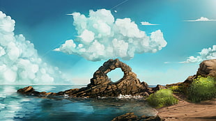 rock formation animated sketch wallpaper