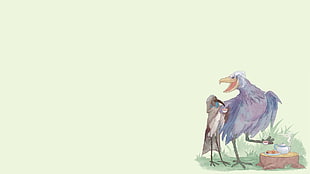 two long-beak birds illustration HD wallpaper