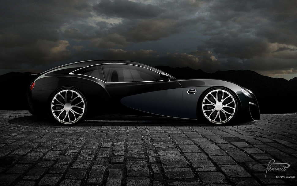 black 5-door hatchback, car, Bugatti, Bugatti Type 12-2 Streamliner HD wallpaper