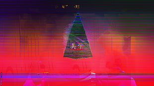 glitch art, neon, abstract, triangle