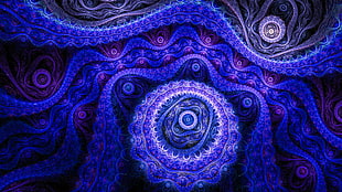 purple and blue tribal artwork HD wallpaper