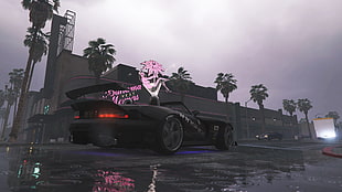 black convertible coupe, Grand Theft Auto V, car, rain