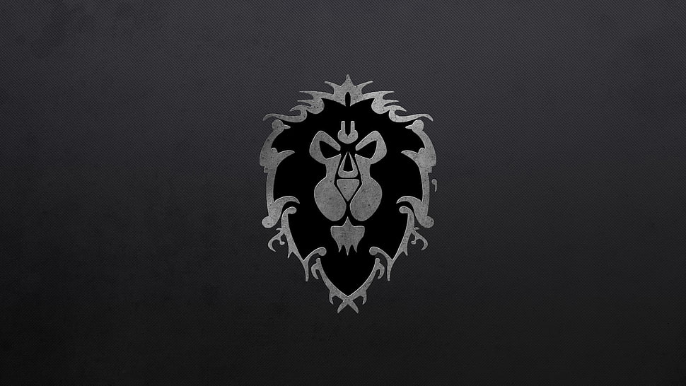 gray and black lion logo, World of Warcraft, logo, video games HD wallpaper