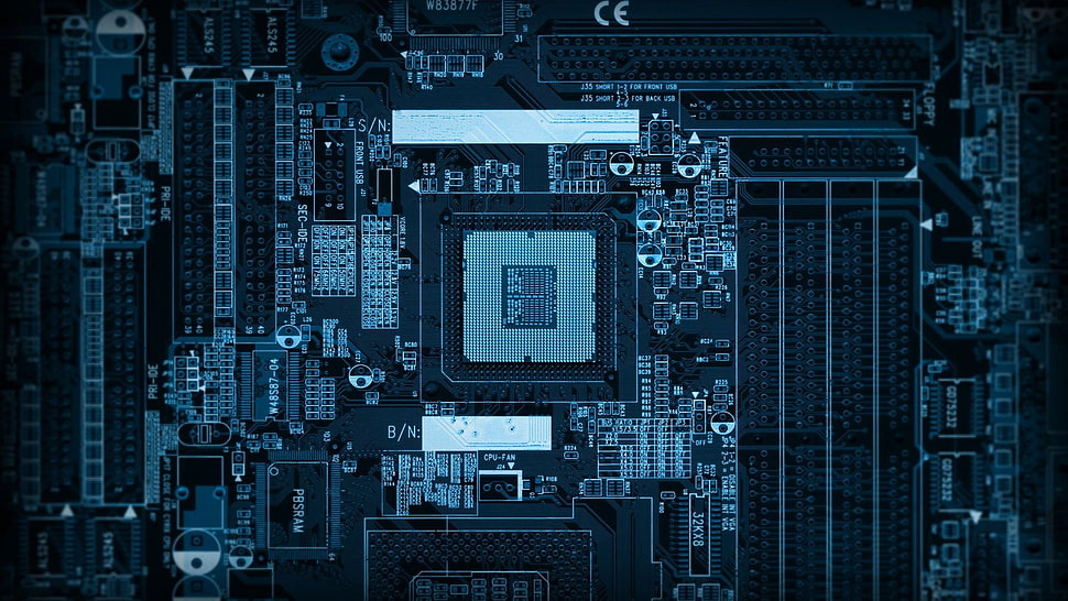 blue motherboard HD wallpaper