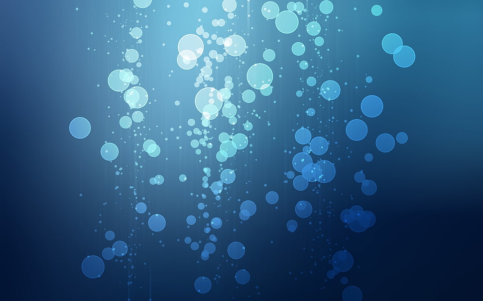 white and teal bubble graphic illustration HD wallpaper